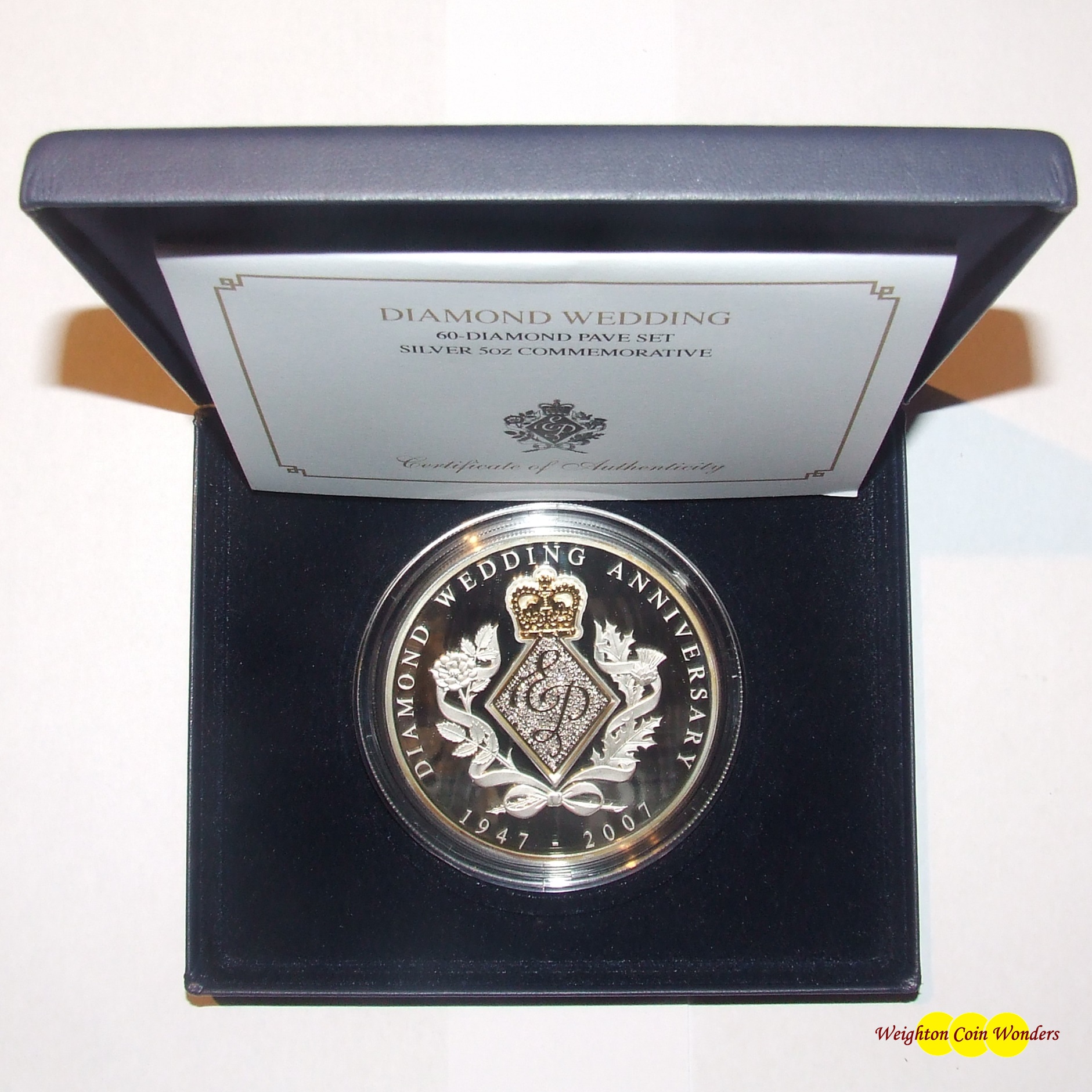 2007 5oz Silver Proof Coin - Diamond Wedding (Diamond Pave)